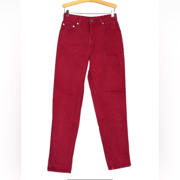 Vintage Levi’s 550 Relaxed Fit Tapered leg jeans Red Size 7 Juniors Made USA - Picture 1 of 13